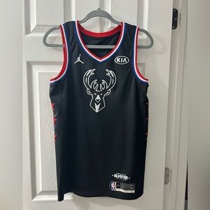 Official NBA Antetokounmpo Black and Red Basketball Jersey